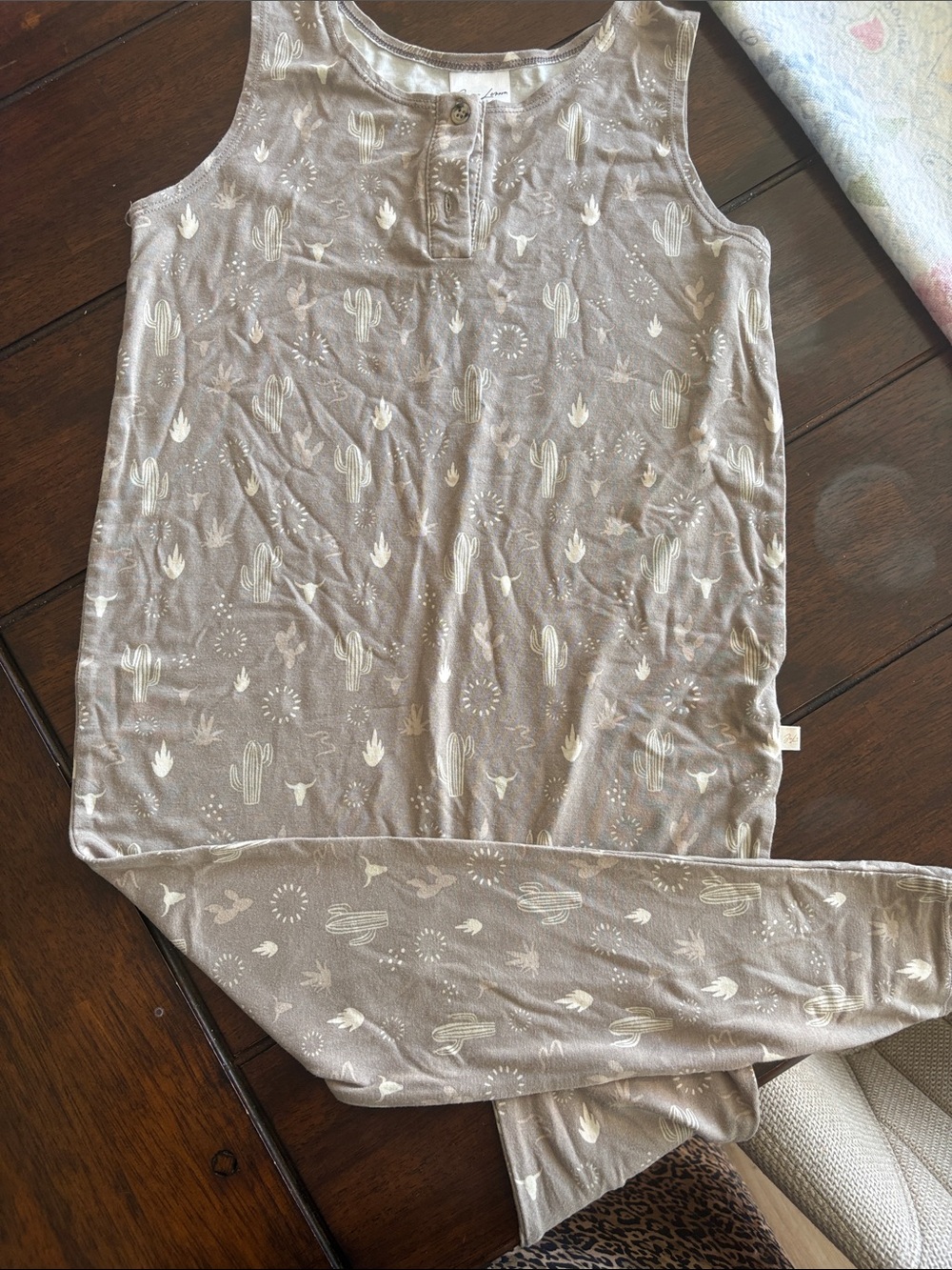 Girls' Taupe Cactus-Print Sleeveless Romper
